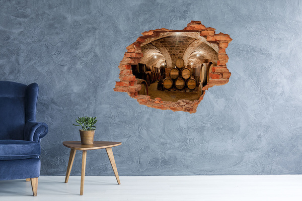 Nálepka 3D diera na stenu Interiér vinárstva so sudmi