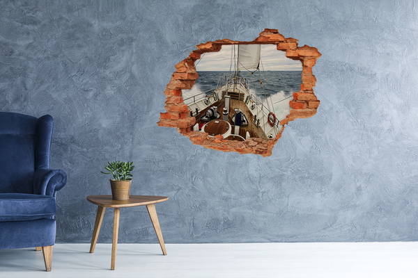 Nálepka 3D diera Jachta na mori