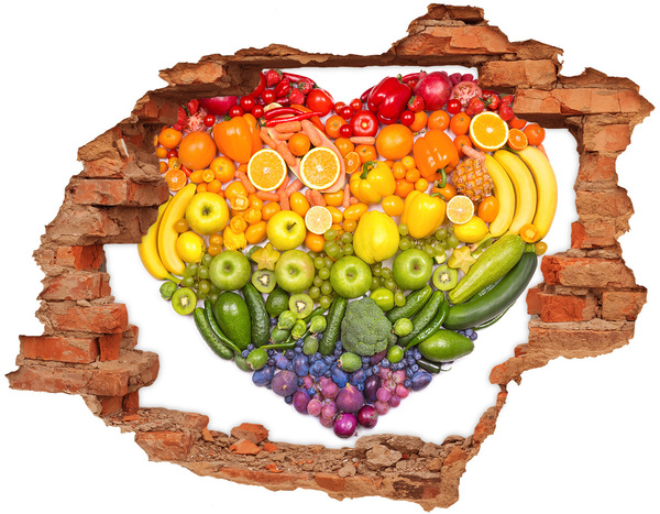 Nálepka 3D diera Ovocný raj v útulnom prostredí