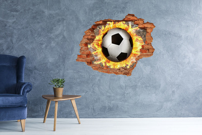 Nálepka 3D diera na stenu Horí píla futbal