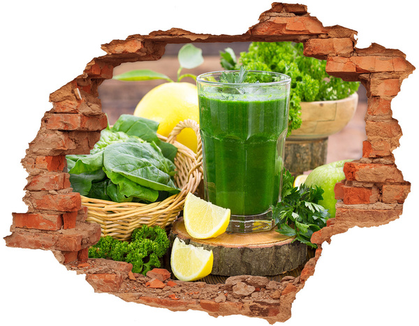 Nálepka 3D diera Zelený koktail v prírodnom prostredí