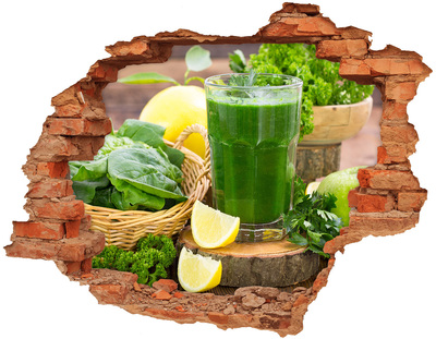 Nálepka 3D diera Zelený koktail v prírodnom prostredí