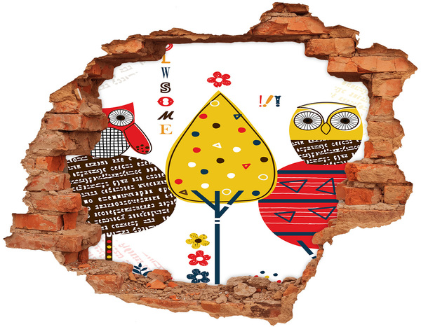 Samolepiaca diera na stenu nálepka Farebné stromy v diere v stene