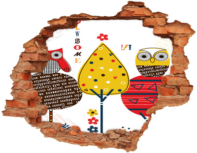 Samolepiaca diera na stenu nálepka Farebné stromy v diere v stene