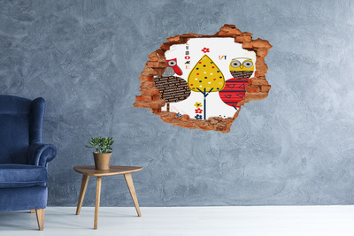 Samolepiaca diera na stenu nálepka Farebné stromy v diere v stene