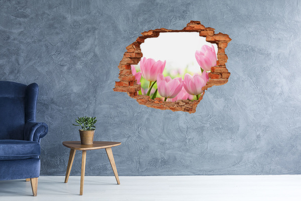 Fototapeta diera na stenu 3D Ružové tulipány