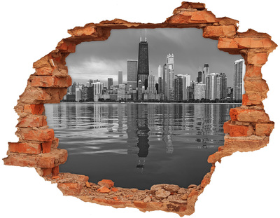 Diera 3D v stene nálepka Chicago
