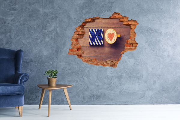 Nálepka fototapeta 3D výhľad Darček ku káve so srdcom