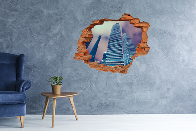 Nálepka 3D diera na stenu Moderné mesto cez dieru v stene