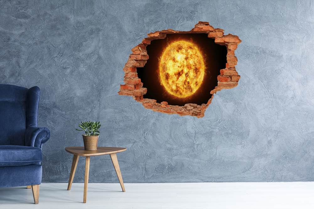 Nálepka 3D diera na stenu samolepiaca Slnko
