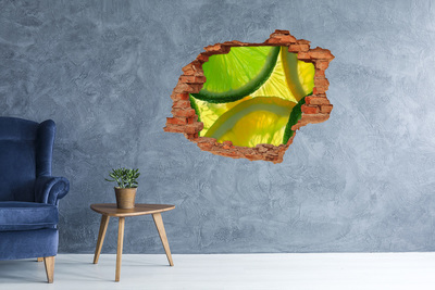 Nálepka fototapeta 3D výhľad Zelené vápno v diere v stene