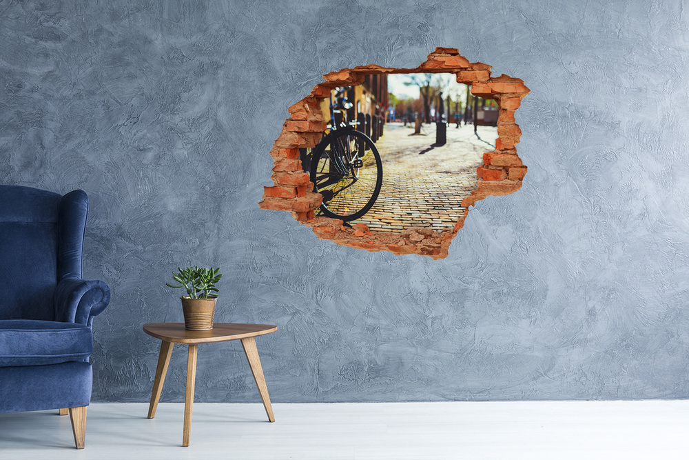 Fotoobraz diera na stenu Bicyklov v amsterdame