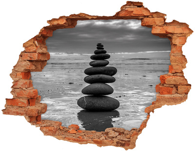 Nálepka 3D diera na stenu Kamenné veže na pláži