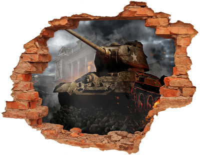 Diera 3D fototapeta nálepka Tank v ruinách mesta
