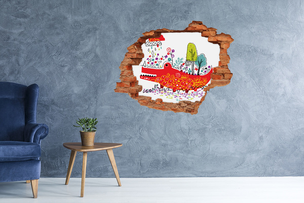 Nálepka fototapeta 3D výhľad Krokodíl v farebnej krajine