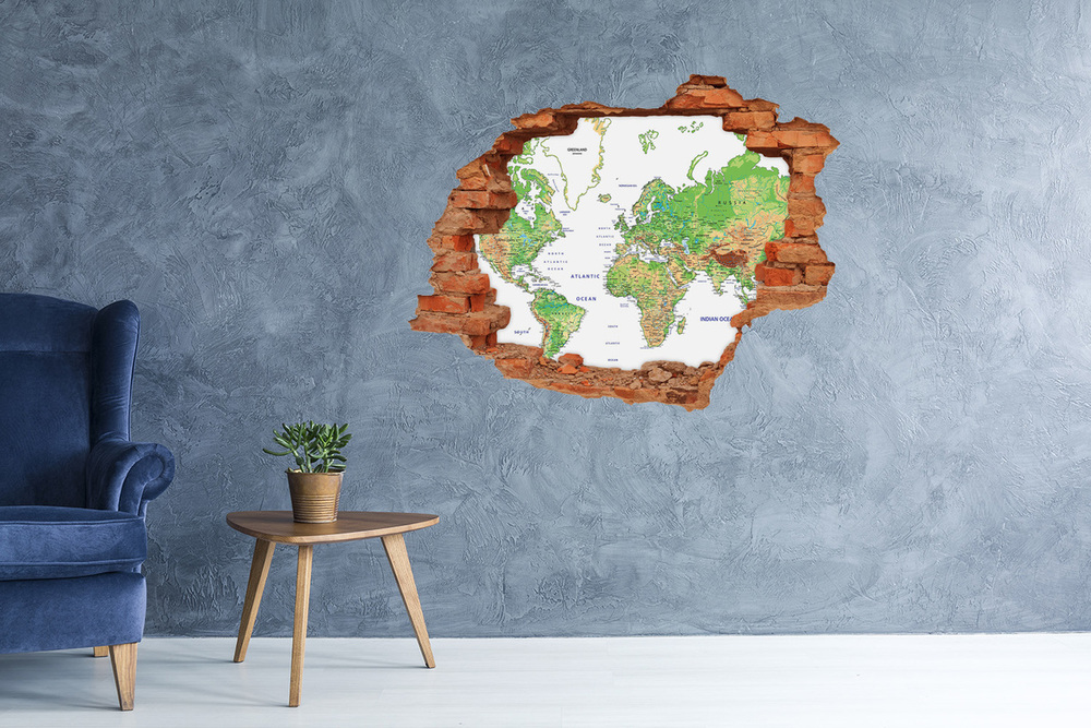 Diera 3D fototapeta na stenu Mapa sveta