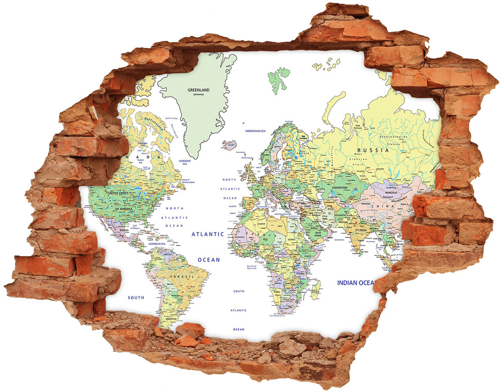 Diera 3D fototapeta nálepka Mapa sveta