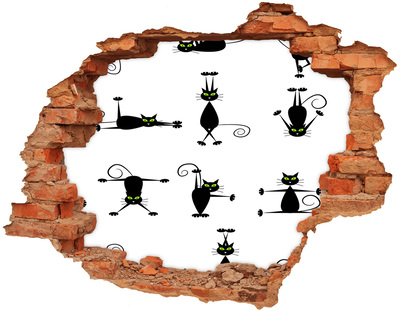 Nálepka diera na stenu Čierne mačky na bielom pozadí