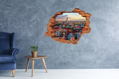 Diera 3D v stene nálepka Pohľad na mesto z vtáčej perspektívy