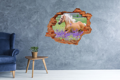 Fototapeta diera na stenu Kôň v poli levandule