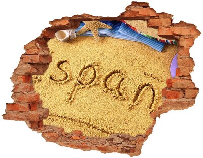 Nálepka 3D diera na stenu Španielsko nápis