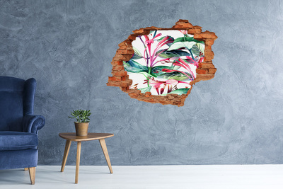 Diera 3D fototapeta na stenu Kvetinová záhrada za múrom