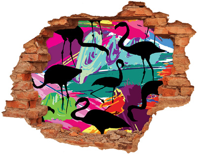 Nálepka diera na stenu Plameniaky na tropickej pláži