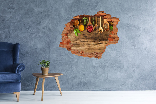 Nálepka fototapeta 3D výhľad Kuchynské korenie na drevenej doske