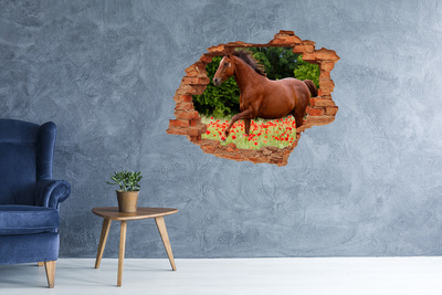Diera 3D fototapeta nálepka Kôň v poli maku