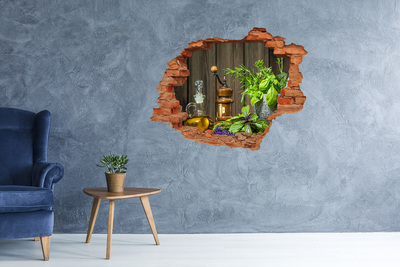 Nálepka 3D diera Bylinkový kútik v kuchyni