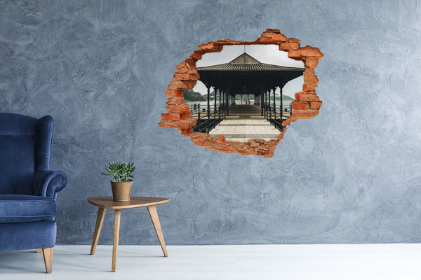 Nálepka 3D diera samolepiaca Pohľad na mólo nad vodou