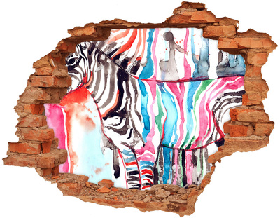 Nálepka diera na stenu betón Farebné zebra