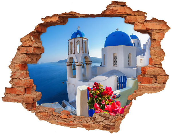 Nálepka 3D diera betón Santorini, grécko