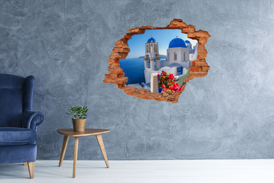 Nálepka 3D diera betón Santorini v plnej kráse
