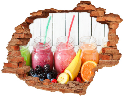 Diera 3D fototapeta nálepka Ovocné smoothie v diere v stene