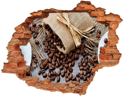 Samolepiaca diera nálepka Káva v zničenej stene