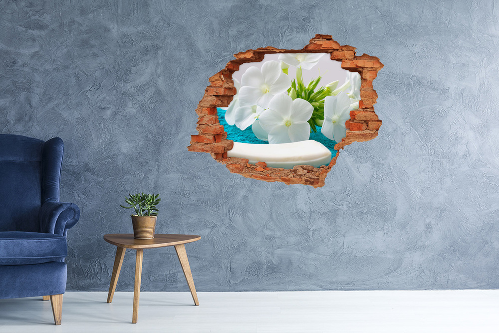 Fototapeta diera na stenu 3D Biele kvety spa