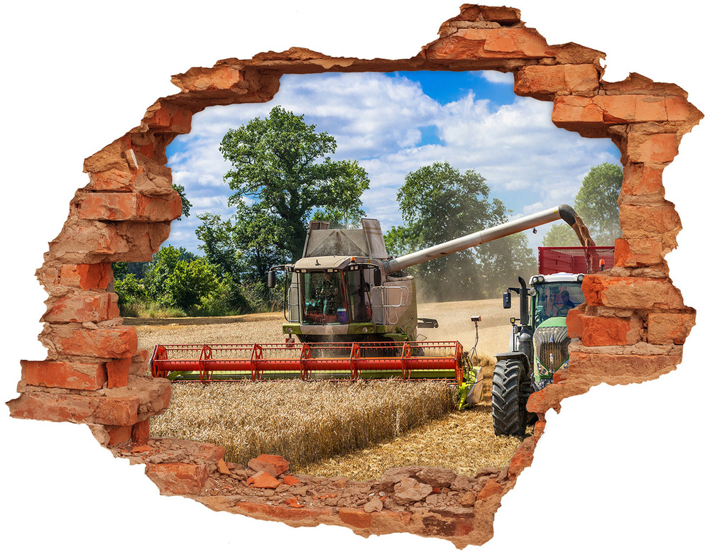 Nálepka diera na stenu betón Kombinovať a traktor