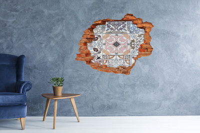 Fototapeta diera na stenu Opotrebovaná podlaha s farebnými dlaždicami