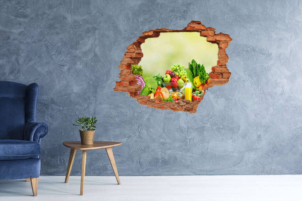 Nálepka 3D diera Zelenina a ovocie
