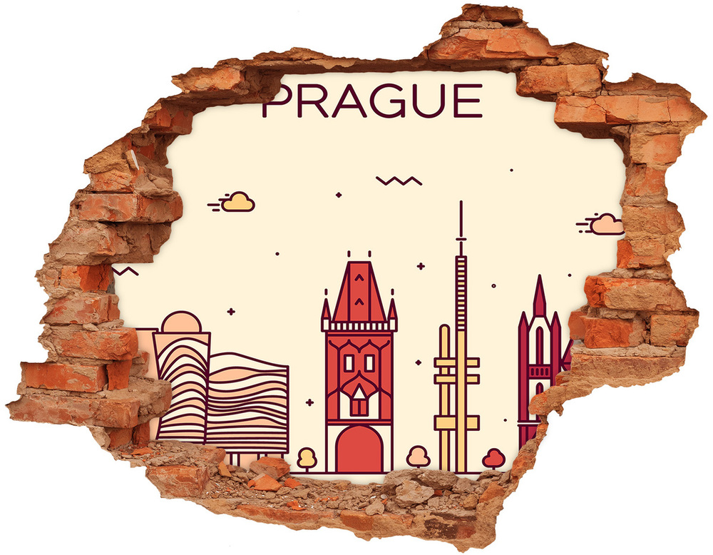 Nálepka 3D diera na stenu Praha stavby