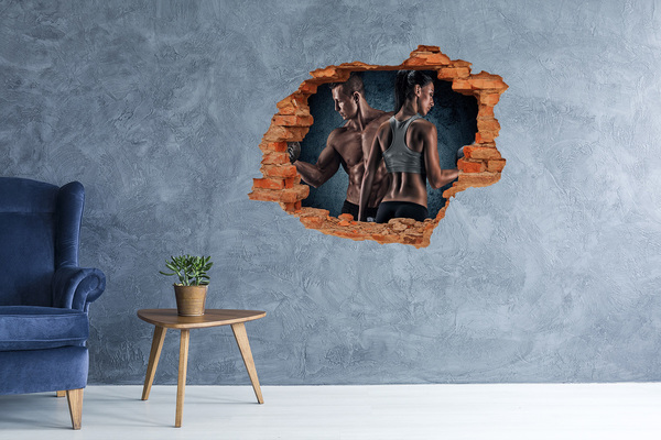 Diera 3D v stene nálepka Telocvičňa v akcii