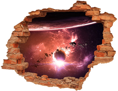 Nálepka 3D diera na stenu Galaxie