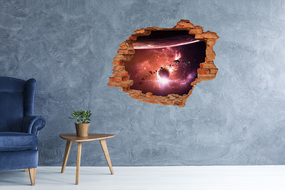 Nálepka 3D diera na stenu Galaxie