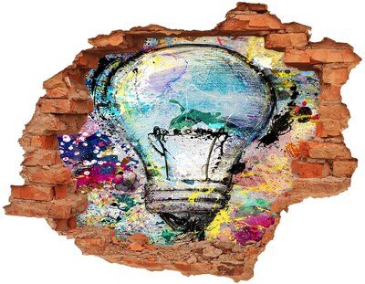 Nálepka 3D diera Poškodená stena s lampou