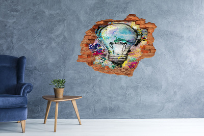 Nálepka 3D diera Poškodená stena s lampou