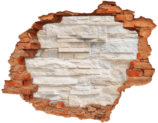 Samolepiaca diera na stenu Poškodená stena s kamennou povrchovou úpravou