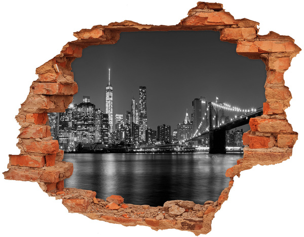 Fototapeta diera na stenu 3D Manhattan v noci