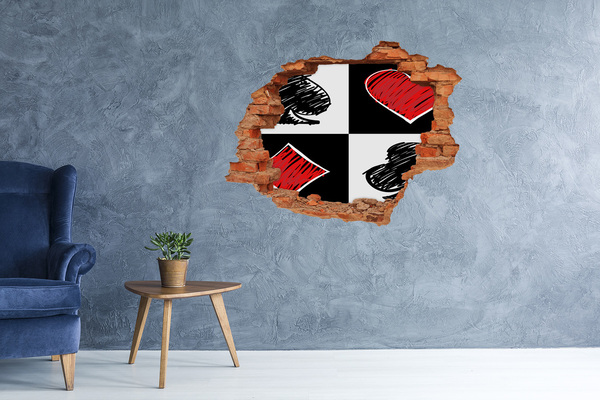 Diera 3D fototapeta na stenu Rozbitá stena s červenými akcentmi