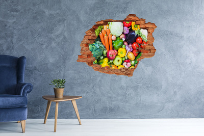 Nálepka 3D diera na stenu Farebné zeleniny